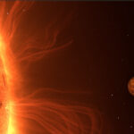 Künstlerische Darstellung des Sterns Trappist-1 mit seinem Planeten Trappist-1 b