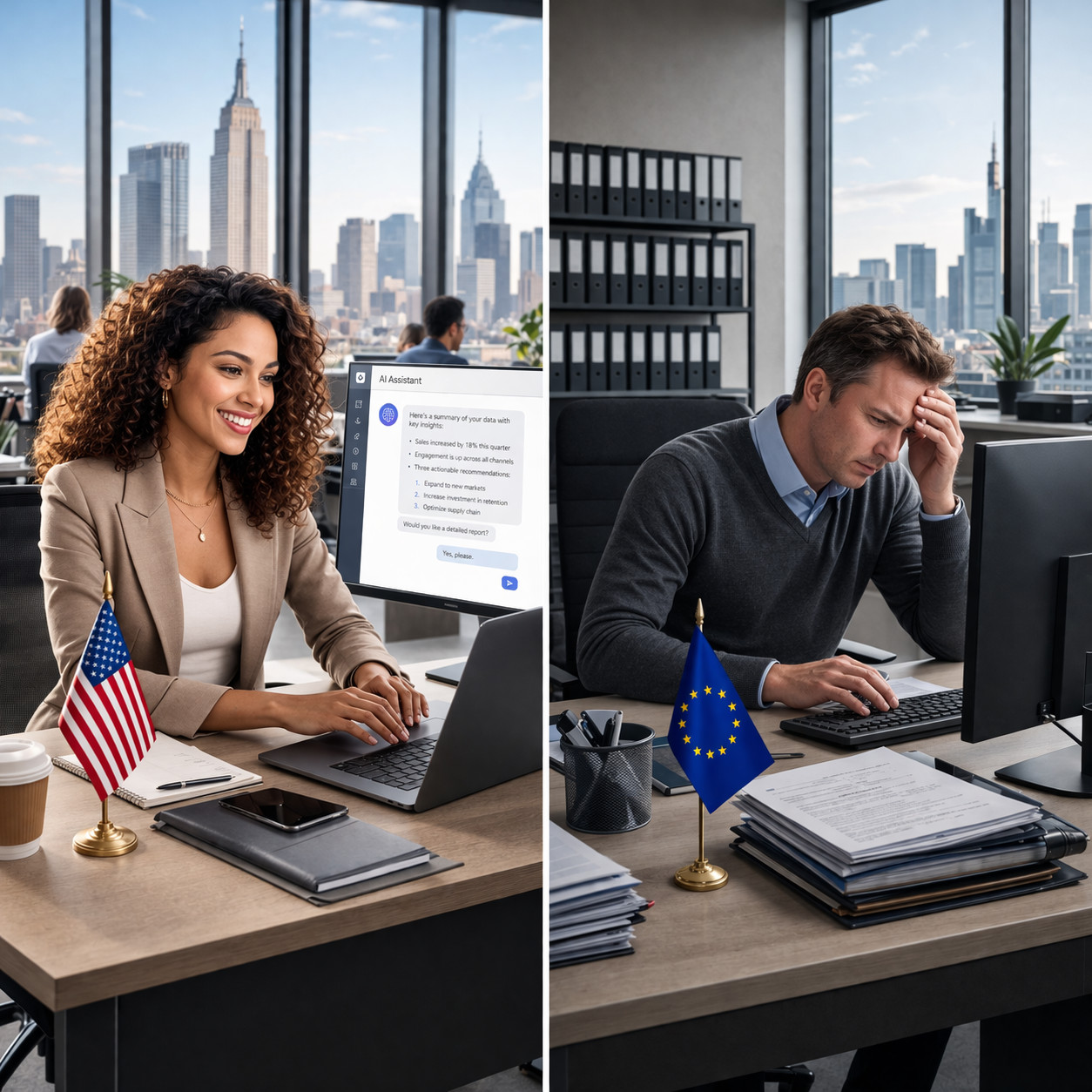 Neue Studie warnt: Europa rangiert bei KI-Nutzung am Arbeitsplatz deutlich hinter USA